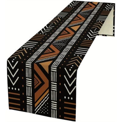 1 stuks Afrikaanse Geometrische Tribale Tafel Runner - Abstract Traditioneel Patroon, 100% Polyester, Afrikaanse Woondecoratie 150x33cm
