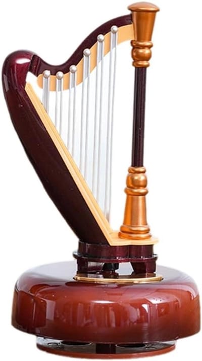 Draaiende Muziekdoos - Klassiek Decor - Kamer Decoratie - Literair Design - 16 x 10 x 8 cm - Goud