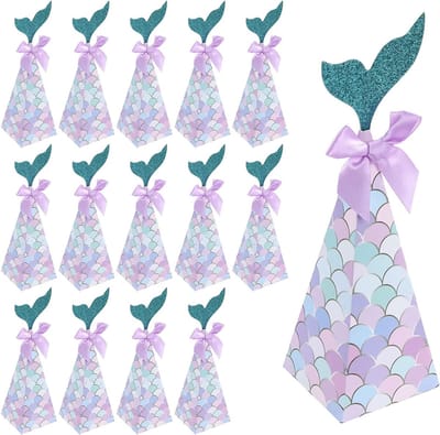 Mermaid Thema Geschenkdozen - 15 Stuks met Zeemeerminstaart en Snoepdozen voor Feestjes, Verjaardagen en Bruiloften