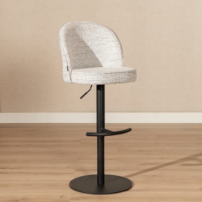 Bronx71® Barkruk Odin gemêleerde stof off white/zwart 63-83 cm - barstoel