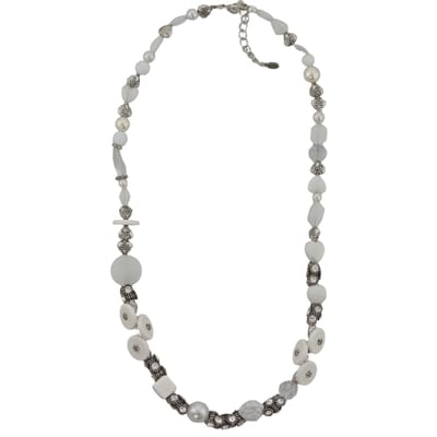 Behave - Lange Ketting met witte keramiek en transparante kralen