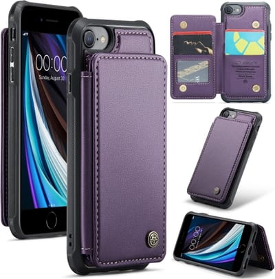 Luxe Portemonnee Backcover met Anti-RFID kaarthouders voor iPhone 7 / 8 / SE 2020 / SE 2022 _ Paars