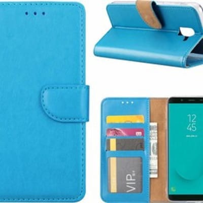 Ntech Hoesje Geschikt Voor Samsung Galaxy J6+ (Plus) 2018 case Turquoise Portemonnee / Booktype hoesje met opbergvakjes