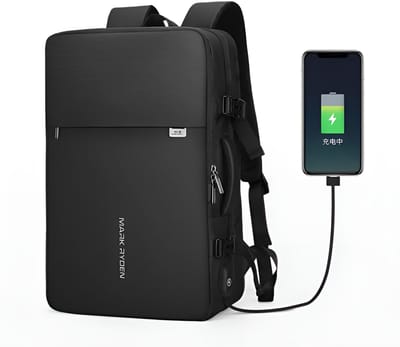 CarryQuest® - Grote Herenrugzak 40L - Uitbreidbare Zakenreistas - Laptopvak 17,3" - Lichtgewicht Nylon/Oxford - USB - Laptop Rugzak- Zwart