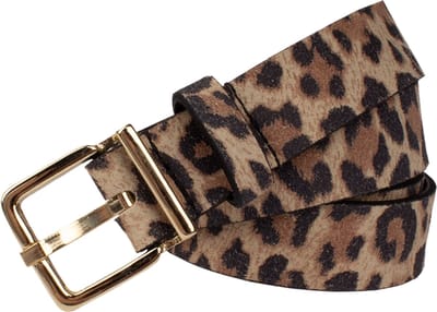 Legend Dames - Leren riem - Taupe - Panterprint - 80cm