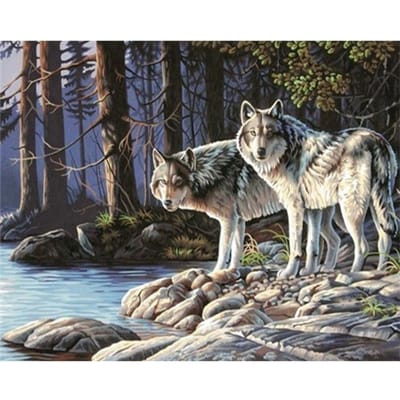 Peinture diamant Animal, point de croix, broderie diamant loup, Kit de mosaïque, Art 20X30CM gray