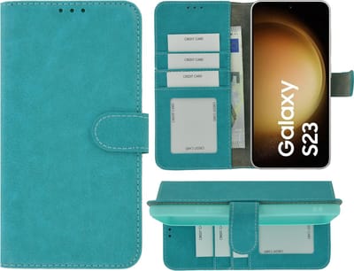 MoDo hoesje Geschikt voor Samsung Galaxy S23 - Kunstleer Book Case - Turquoise