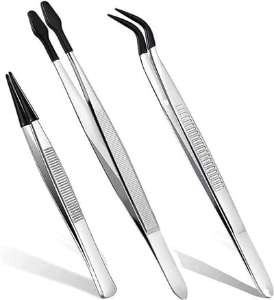 Precisie Pincetten Set - Handgereedschap Set - Fijne Werkzaamheden - Rubberen Antislip Uiteinden - 11.7 tot 15 cm