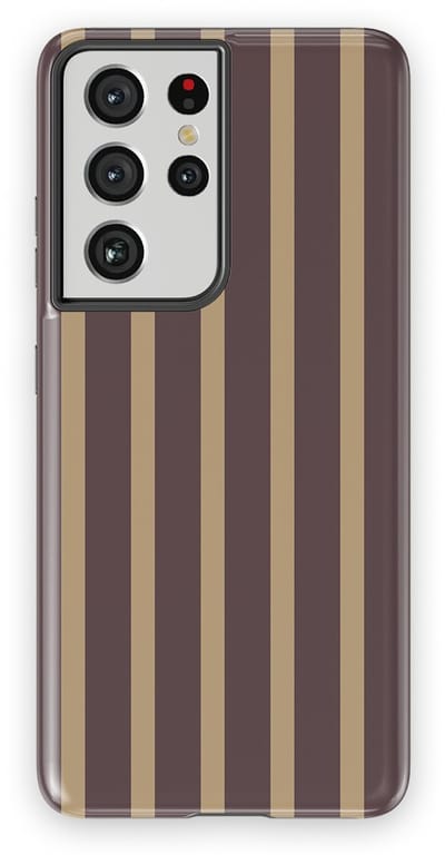 DripCase Gestreept Hoesje Samsung Galaxy S21 Ultra | Backcover met Mag | Stripes Motief | Trendy Case Samsung Galaxy S21 Ultra met Strepen Velvet Praline
