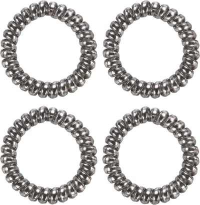 Fako Fashion - Haarelastiek - Telefoonkabel - Metallic - Grijs - 55mm - 4 Stuks