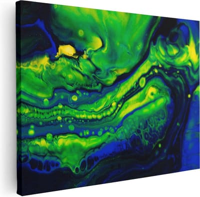 Artaza Canvas Schilderij Abstracte Kunst - 40x30 cm - Klein - Wanddecoratie Woonkamer - Muurdecoratie Blauw - Kamer Accessoires