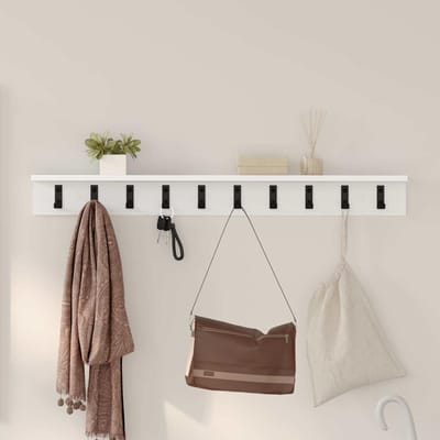 vidaXL - Wandgemonteerde - kapstok - Muurmontage - Wit - 100 - x - 10,5 - x - 10,5 - cm