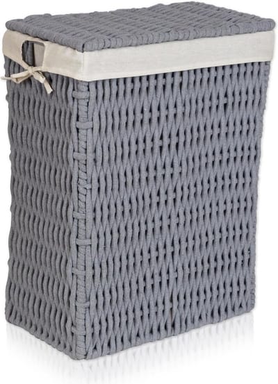 Decoratieve katoenen wasmand met deksel 78L - Ruimtebesparend en veelzijdig