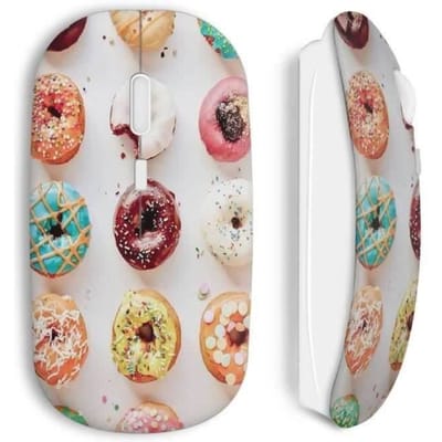 Souris Sans Fil - Donuts yum - Blanc - Clé USB wifi incluse - Compatible Mac et PC