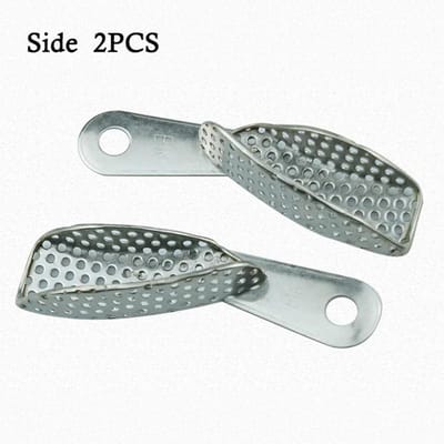 1/2 Stuks Tandheelkundige Roestvrij Staal Afdruklepels Boven Onder Autoclaveerbaar Tandheelkundige Lepelhouder Tandarts Gereedschap Lab Apparatuur gray