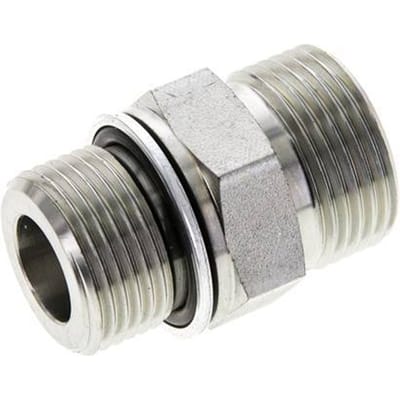 UN 1-3/16''-12 x M27x2 Verzinkt Stalen Borstnippel ORFS 400 Bar - Hydrauliek - FL2S-M-EZE-103U-M27-O