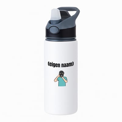 Hacebo® - fotograaf man met eigen naam waterfles met rietje zwart - Fotograaf - fotografen - leuk cadeau voor iemand die houd van foto's maken - cadeau - kado - water fles - 650ML