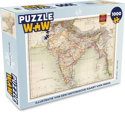 Puzzel Illustratie van een historische kaart van India - Legpuzzel - Puzzel 1000 stukjes volwassenen