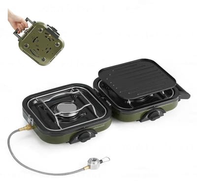 Gasstel – Camping Kooktoestel – Gasfornuis – Gasbrander – Buitenfornuis – Draagbaar Inklapbaar Design – Krachtige 2300W Branders