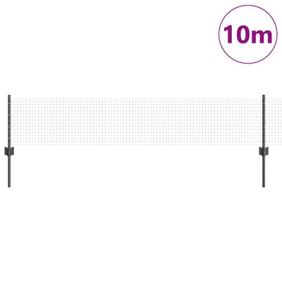 vidaXL - gelast - draadhek - met - palen - 10 - x - 0,4 - m - PVC-Coated - Staal - Grijs