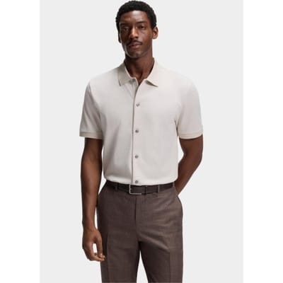 BOSS Black Polo korte mouw Beige H-Powell 102 10277814 01 50560014/286