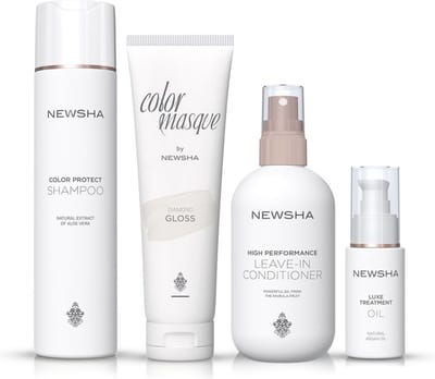 NEWSHA - Beauty Secret Voor Gekleurd Haar - Set - COLOR PROTECT SHAMPOO 250ML + COLOR MASQUE DIAMOND GLOSS 150ML + HIGH PERFORMANCE LEAVE-IN CONDITIONER 250ml + LUXE BEHANDELINGSOLIE 30ML
