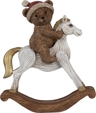 Clayre & Eef Decoratie Beeld Hobbelpaard 14 cm Bruin Polyresin Beer