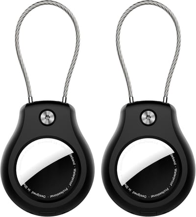 Voor Apple AirTag houder 2-pack, waterdichte AirTag slotbehuizing,Air Tag sleutelhanger voor bagage,sleutelring, bagagelabel, rugzak（zwart）