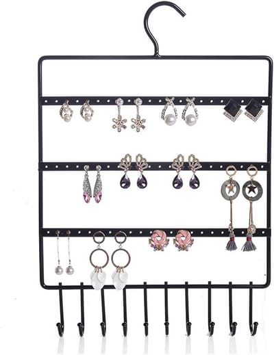 Juwelenhouder - Sieradenrek - Sieraden organiseren - 10 haken - Wandmontage - Zwart