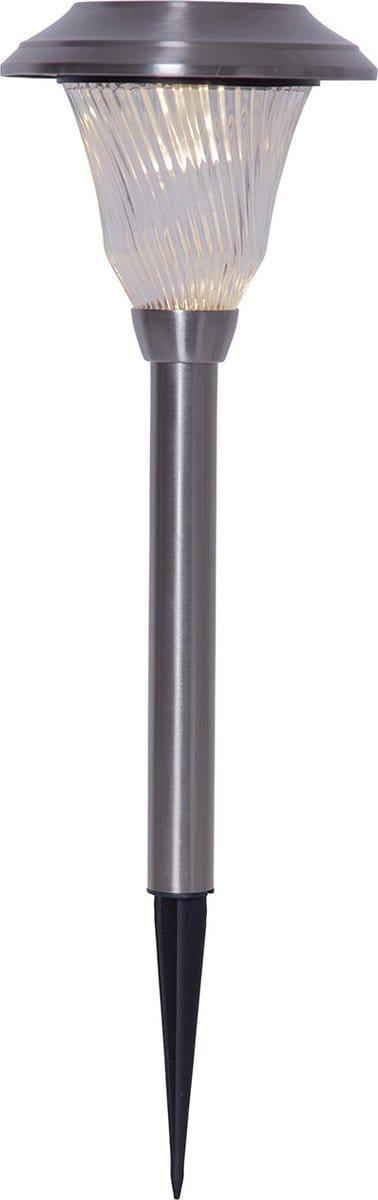Star Trading Solar paalverlichting Barcelona, padlamp, zilver, LED, schemersensor, warm wit, buiten, 41 cm