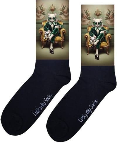 Poes - Valentijns Cadeau - Grappige sokken - Leuke sokken - Hem Haar sokken - Vrolijke sokken - Sint cadeau - Vaderdag - Moederdag - Verjaardag cadeau - Kerst cadeau - Leuk Cadeau - Retro - Vintage - Oldskool - Printsokken - Socks maken Happy - 37-44