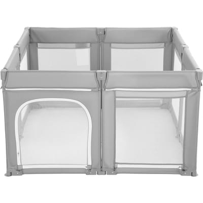 Babyren, 1200 x 1200 mm Opvouwbare Peuterren, Binnen/Buiten Babyhek Speelruimte met Ritsdeur & Zacht Ademend Gaas, Geen Kieren Peuters