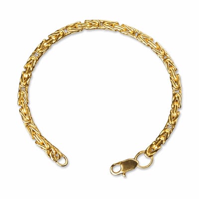 Aurélia Koningsarmband Heren - Goud kleurig - 4 mm 21 cm - Byzantijnse stijl - Dubbele Schakels - Staal - Armband Schakelarmband - Armbanden - Cadeau voor Man - Mannen Cadeautjes Accesoires
