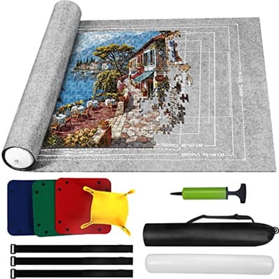 Puzzelmat voor legpuzzels tot 2000 stukjes - veelzijdige puzzelrolmat en opberger - grijs