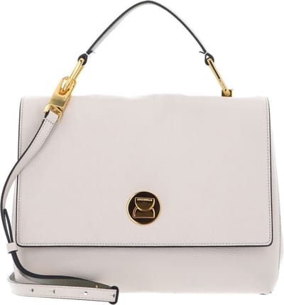 COCCINELLE Leren Handtas Schoudertas Liya Handbag Lambskin White / Laurel Green Crème