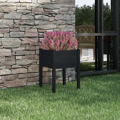 vidaXL - Plantenbak - 50x50x70 - cm - massief - grenenhout - zwart