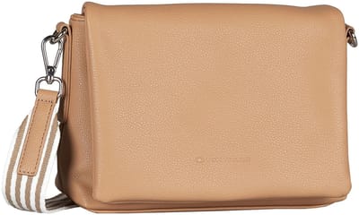 TOM TAILOR schoudertas Orla Stripe Flap Bag No Zip Camel Lichtbruin