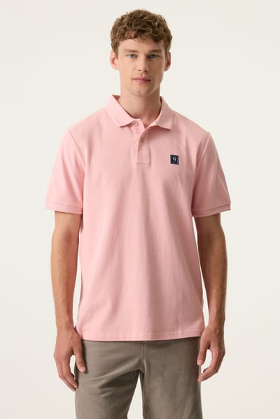 GARCIA Heren Effen Polo Roze Korte mouw