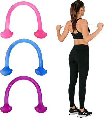 I-vormige weerstandsband met handgrepen, 3 stuks elastische oefenbanden voor thuistraining, yoga, pilates, schouderopening, rug- en armtraining, draagbaar fitness rekhulpmiddel voor mannen en vrouwen.