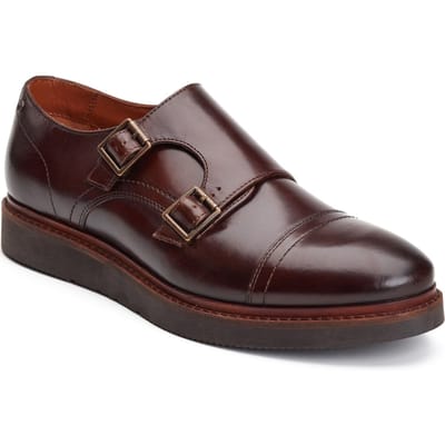 Base London Knight Leren Heren Bruin Dubbele Monk Schoenen