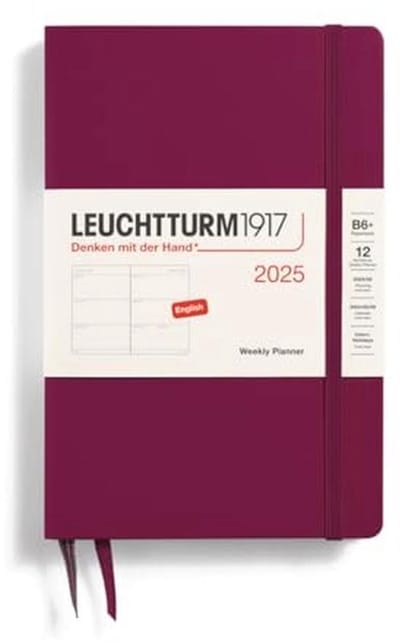 Weekkalender 2025 - B6+ Formaat, Port Red, Paperback