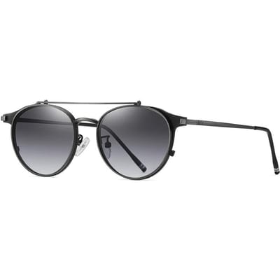 0 -0,5 -0,75 Jusqu'à -6,0 Double Lentille Flip Steampunk Rondes Lunettes de Soleil Correctrices Avec Dioptries Vintage Hypermétropie +0,5 +0,75 Jusqu'à +4,0 0 gray