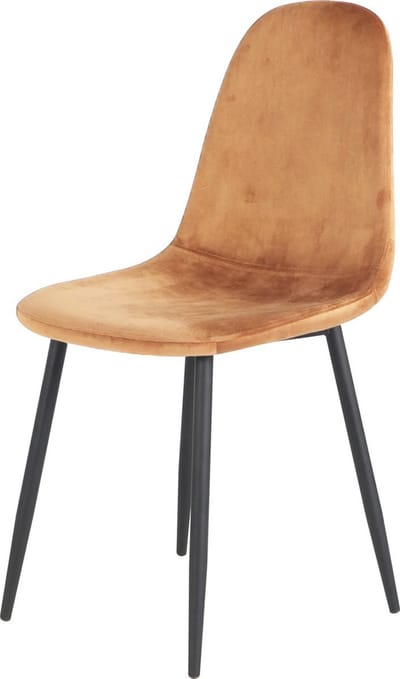 Soph & Tess - Cordoba Eetkamerstoel - 100 % Velvet - Bruine eetstoel - Metaalpoot -Industriel