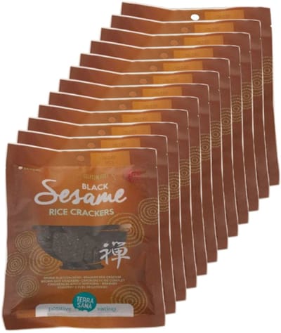 TerraSana | Bruine Rijstcrackers Sesam | 12 stuks | 12 x 60 gram | Eiwitrijke voeding | Koolhydraatarme Crackers