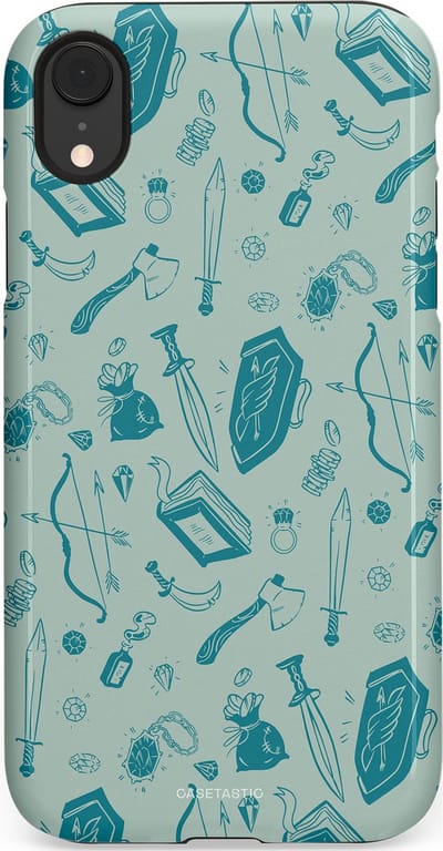 Casetastic Hoesje Geschikt voor Apple iPhone Xr - Stijlvolle Beschermende Duo-layer Case - Avontuurlijke buit vol wapens