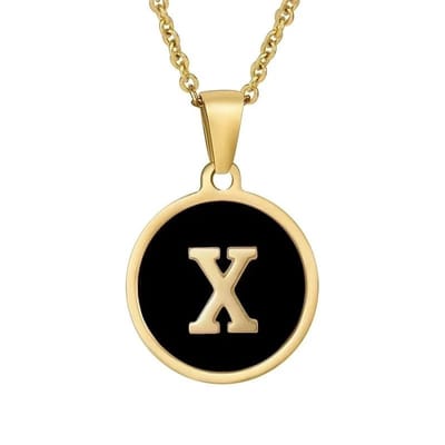 Aramat Jewels | Halskettingen | Stalen letter Ketting in goudkleur met zwart | X | |1,5mm | Staal | Volwassenen | Verkleurd niet