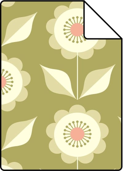 Proefstaal ESTAhome behang bloemen groen - 26.5 x 21 cm - 131864-S