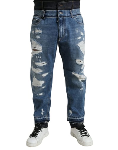 Versleten Gescheurde Denim Jeans