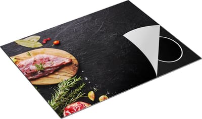 Chefcare Inductie Beschermer Vlees op een Marmeren Plaat - 77x59 cm - Afdekplaat Inductie - Kookplaat Beschermer - Inductie Mat