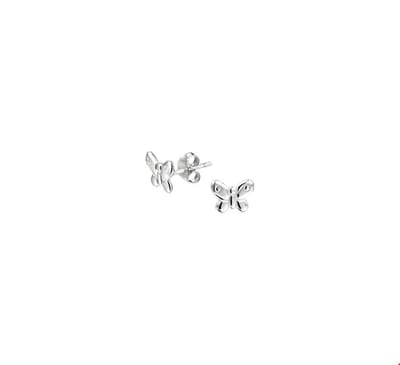 Oorknoppen Vlinder Zilver Gerhodineerd Glanzend 6.5 mm x 8.5 mm